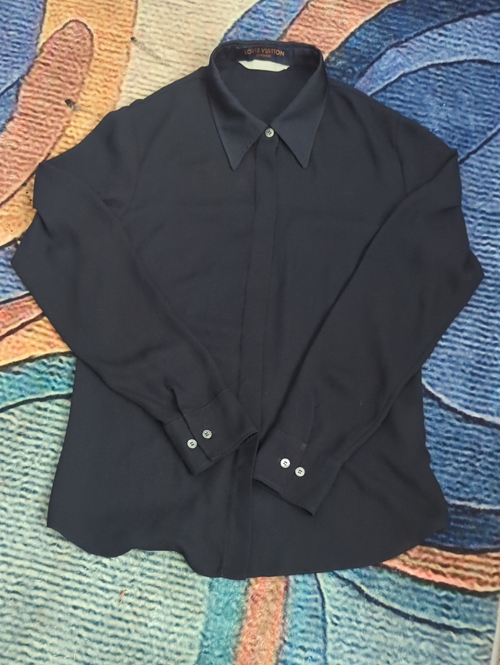 Authentic Louis Vuitton Long Sleeve Button-Front Shirt Blouse Size Small